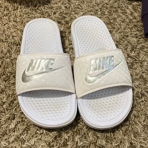 Womens White Nike Slides